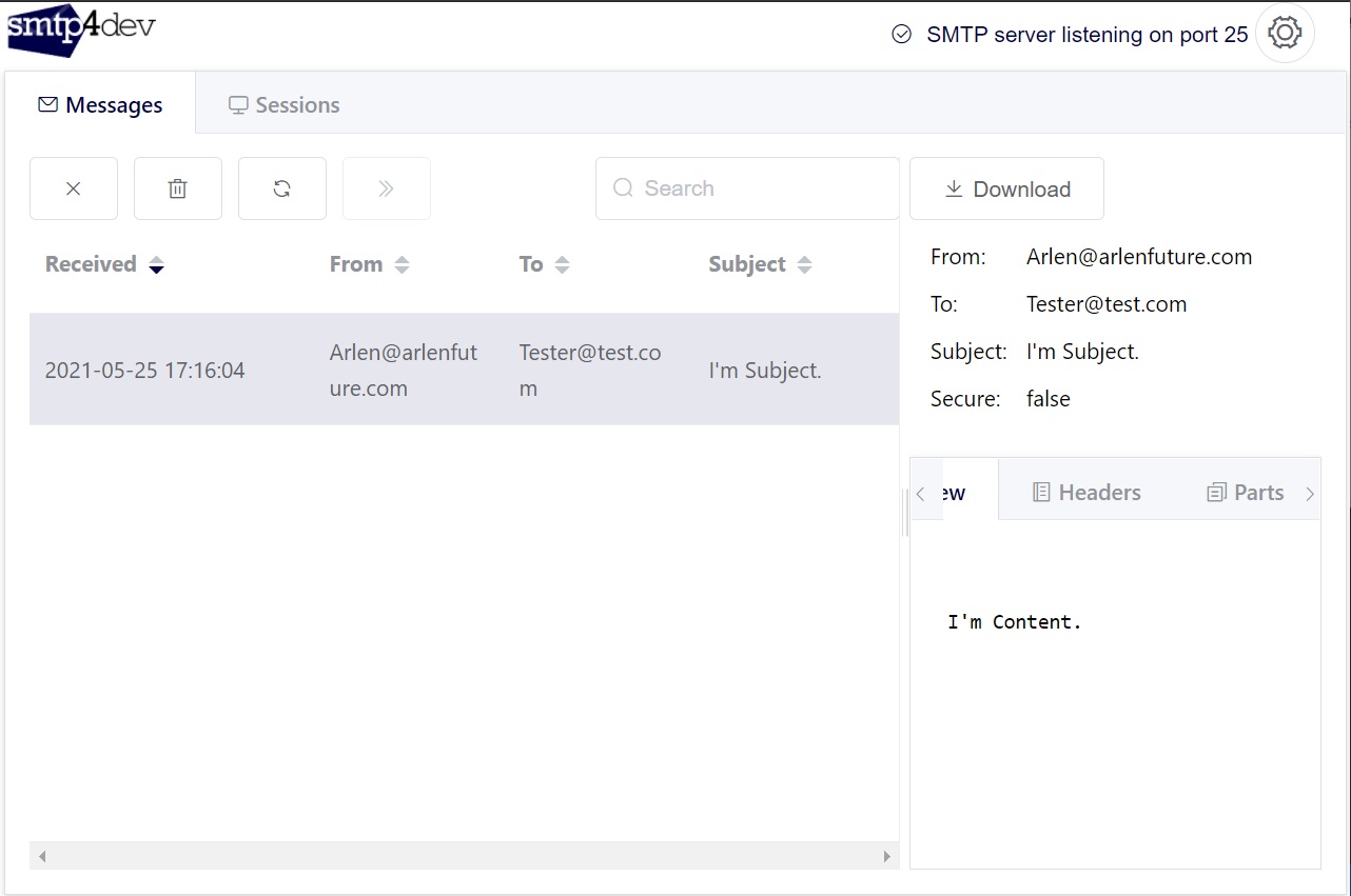 Smtp4dev Message