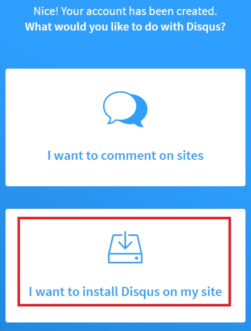 Disqus Create a site 2